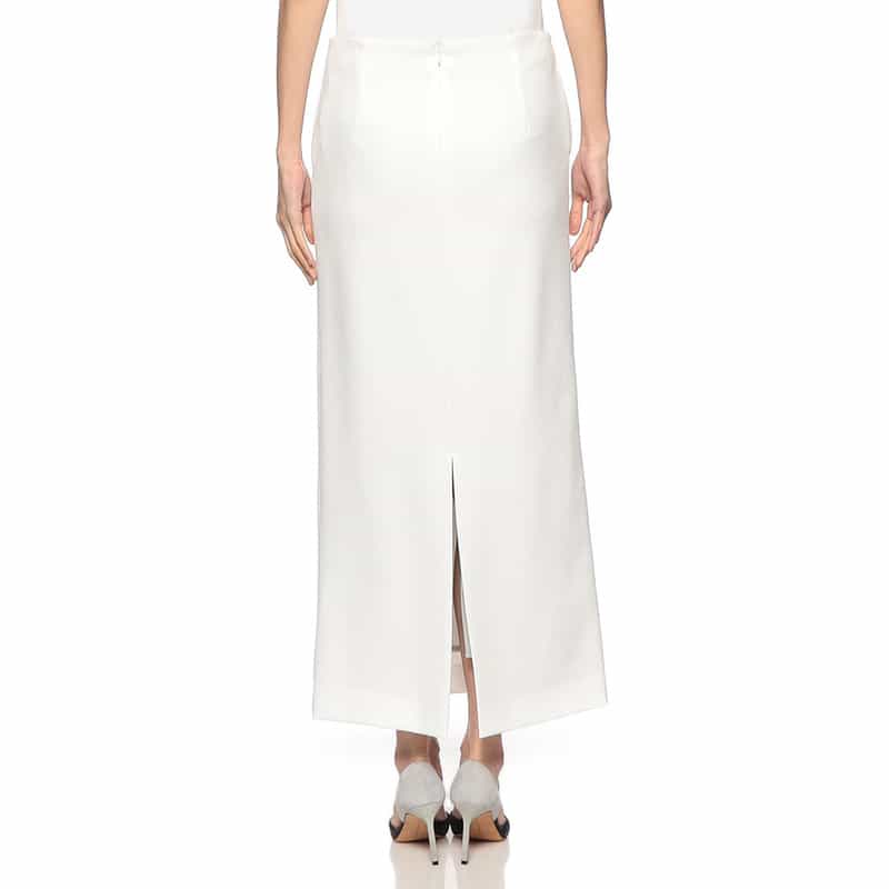 BARNEYS NEW YORK ウォッシャブル スキューバ素材バックスリットロングスカート WHITE