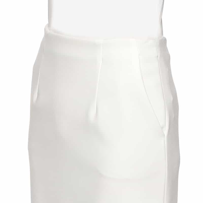 BARNEYS NEW YORK ウォッシャブル スキューバ素材バックスリットロングスカート WHITE