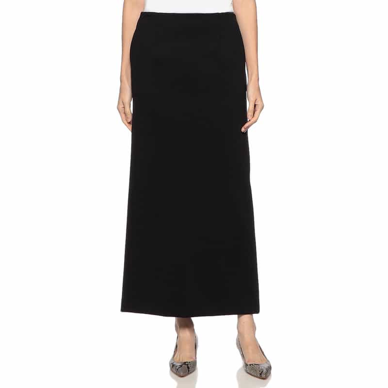 BARNEYS NEW YORK ウォッシャブル スキューバ素材バックスリットロングスカート BLACK