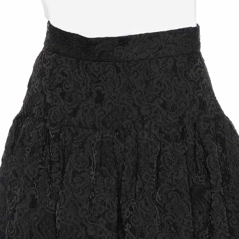 BARNEYS NEW YORK ウォッシャブル ジャカード素材フレアスカート BLACK