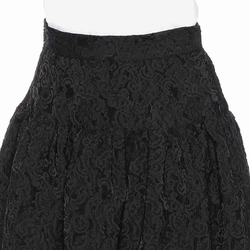 BARNEYS NEW YORK ウォッシャブル ジャカード素材フレアスカート BLACK