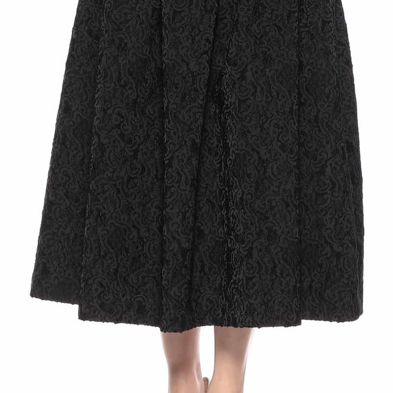 BARNEYS NEW YORK ウォッシャブル ジャカード素材フレアスカート BLACK