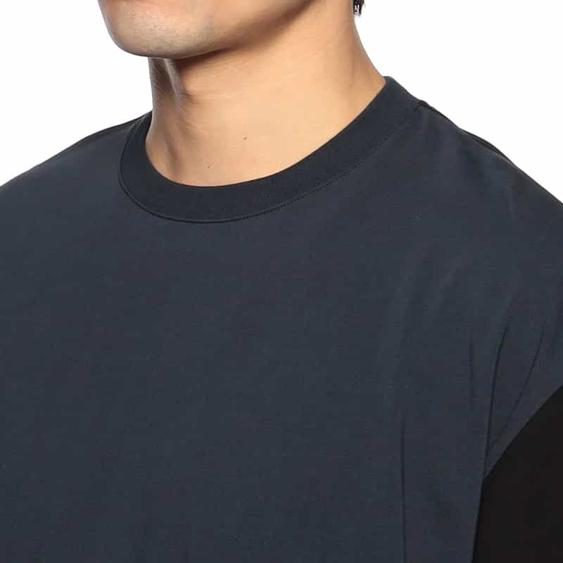 KANEMASA PHIL. バーニーズ　ニューヨーク限定ハイツイストバイカラーTシャツ NAVY