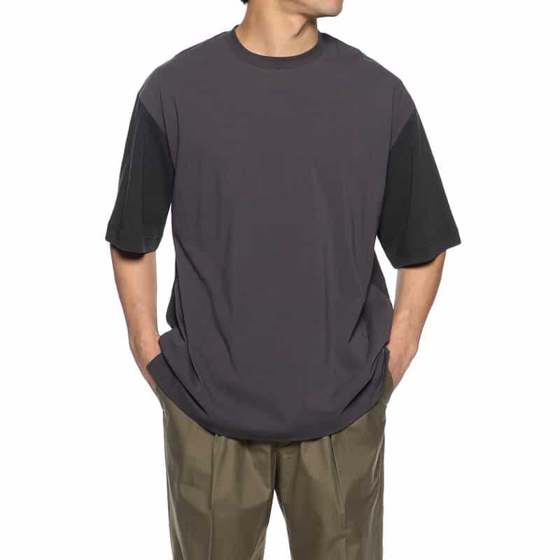 KANEMASA PHIL. バーニーズ　ニューヨーク限定ハイツイストバイカラーTシャツ BLACK