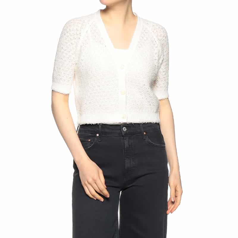 BARNEYS NEW YORK ショート丈 Vネックカーディガン IVORY