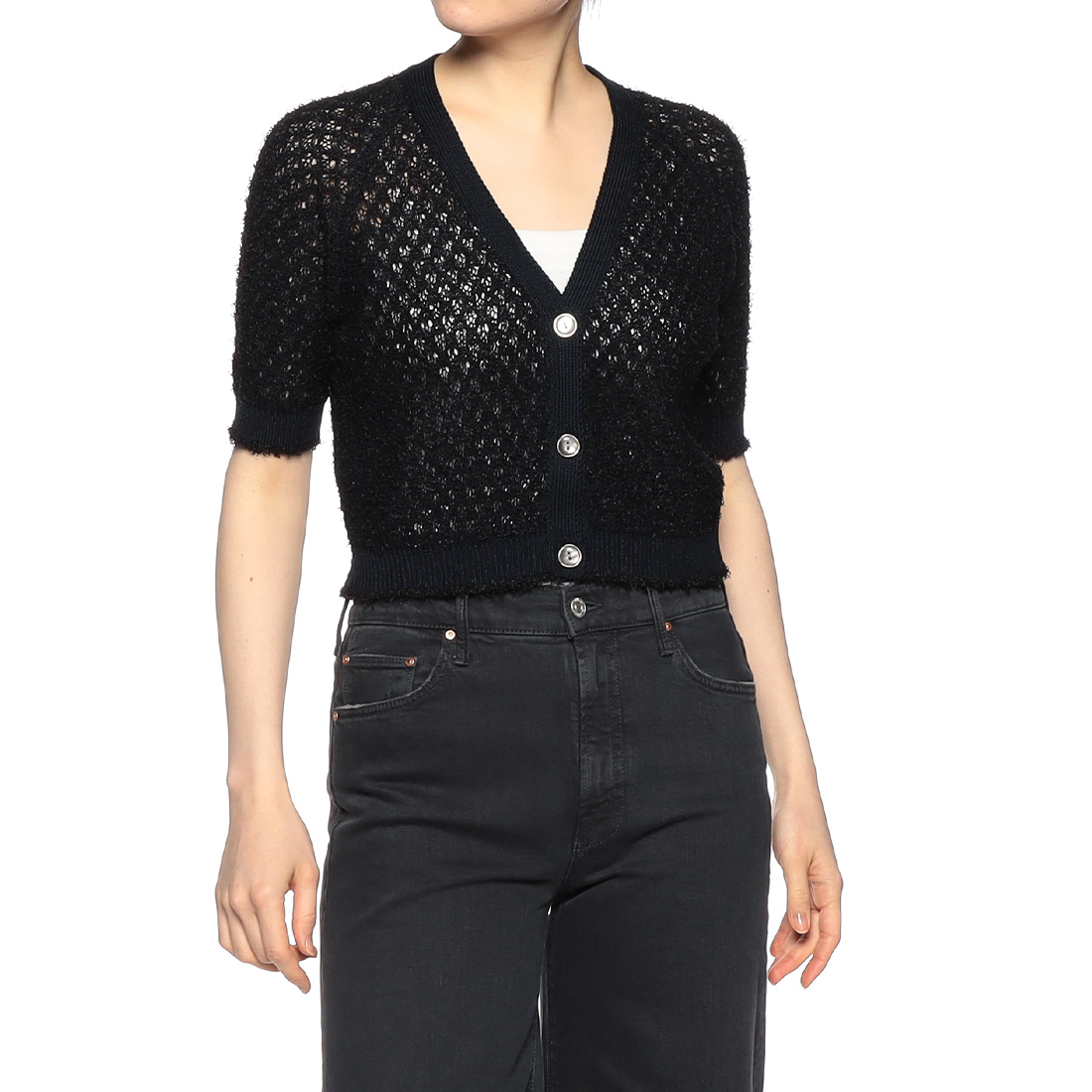 ショート丈 Vネックカーディガン