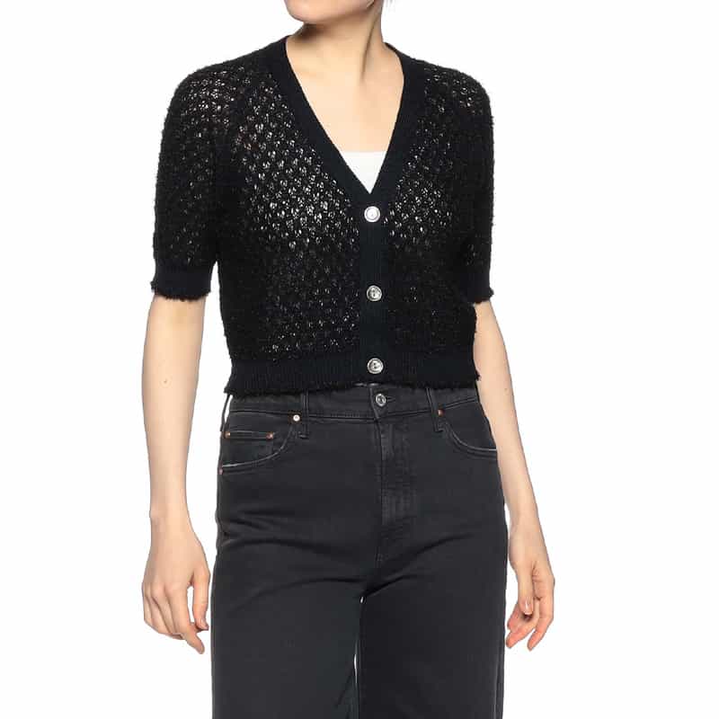 BARNEYS NEW YORK ショート丈 Vネックカーディガン NAVY