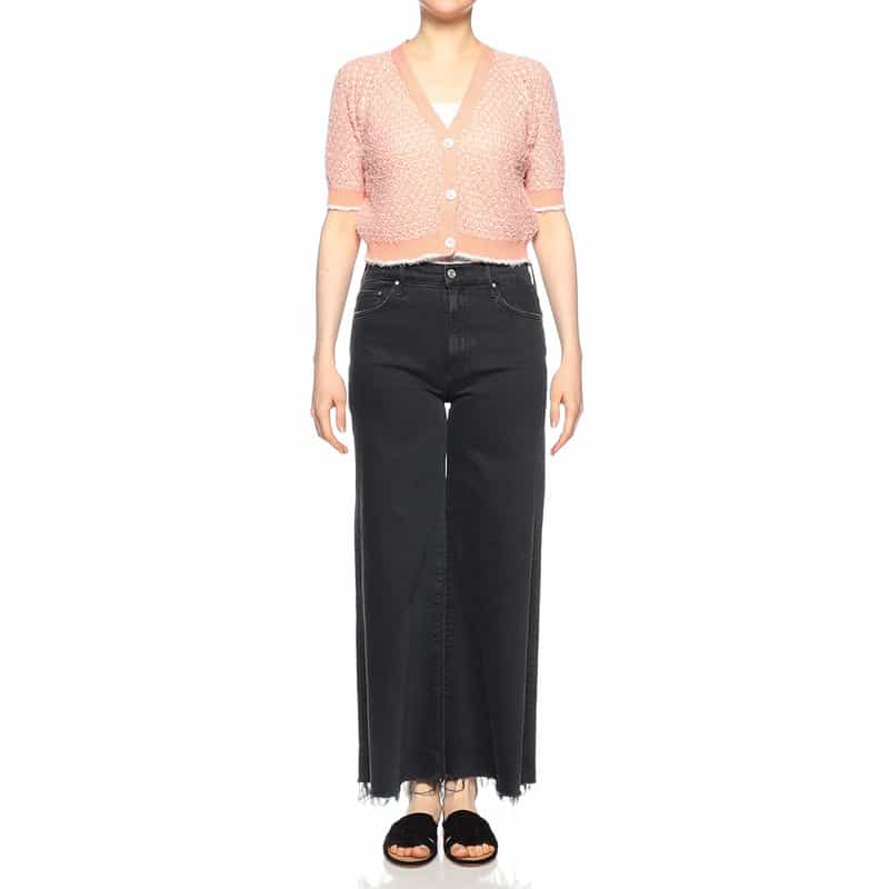 BARNEYS NEW YORK ショート丈 Vネックカーディガン LIGHT ORANGE