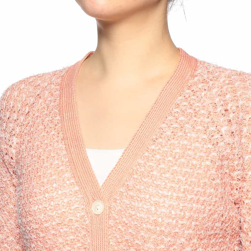 BARNEYS NEW YORK ショート丈 Vネックカーディガン LIGHT ORANGE