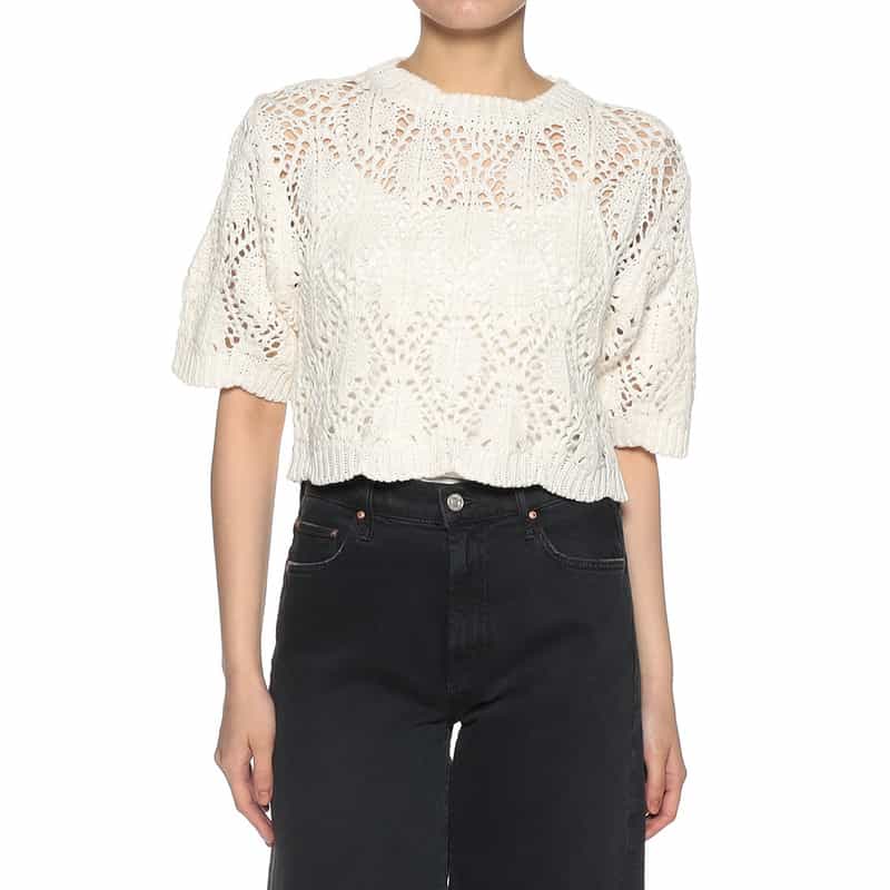 BARNEYS NEW YORK クロシェニットプルオーバー WHITE