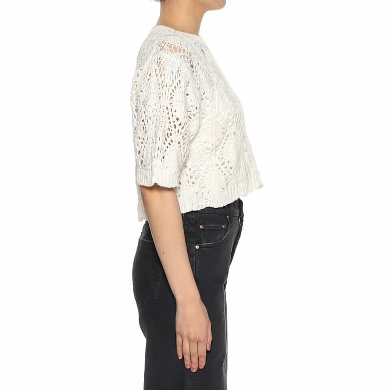 BARNEYS NEW YORK クロシェニットプルオーバー WHITE