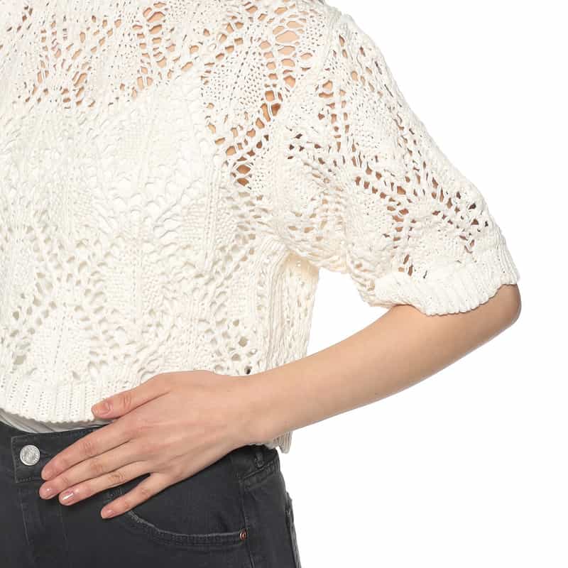 BARNEYS NEW YORK クロシェニットプルオーバー WHITE