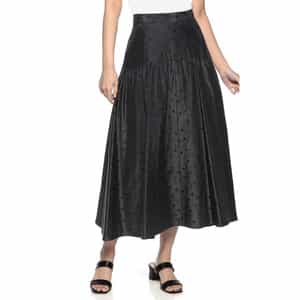 ウォッシャブル ドット柄ジャカード素材切替フレアスカート