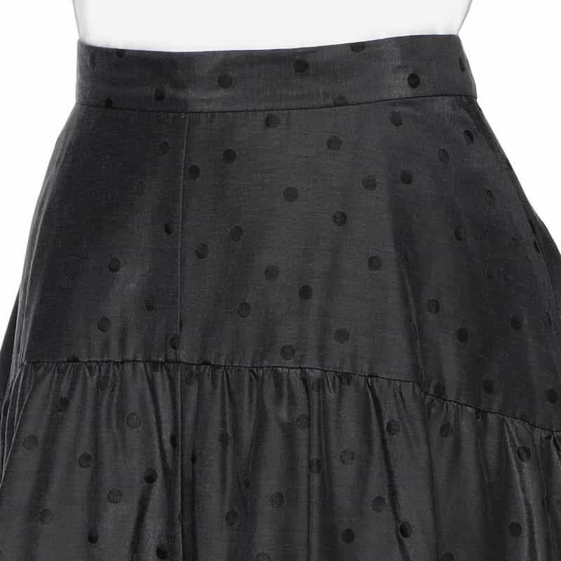 BARNEYS NEW YORK ウォッシャブル ドット柄ジャカード素材切替フレアスカート GRAY