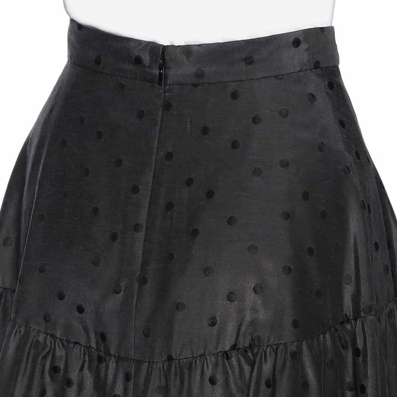 BARNEYS NEW YORK ウォッシャブル ドット柄ジャカード素材切替フレアスカート GRAY