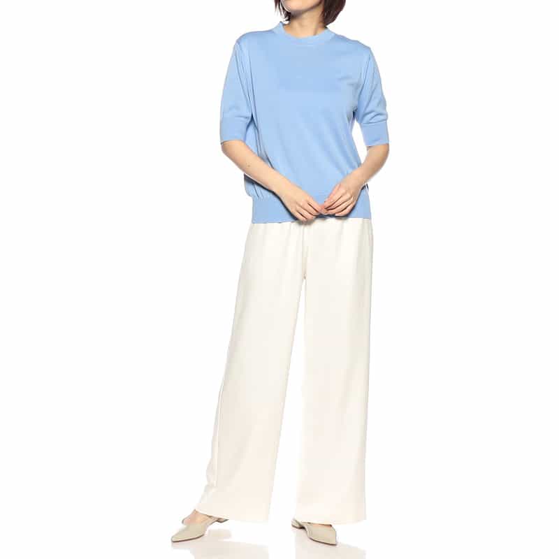 BARNEYS NEW YORK ウォッシャブル 海島綿ニットプルオーバー BLUE