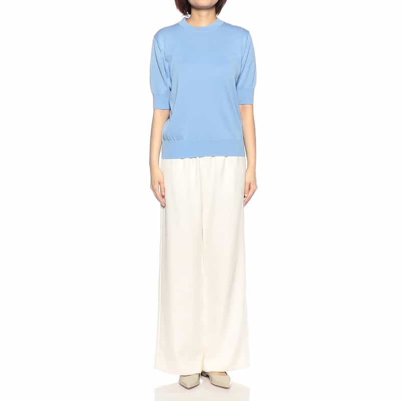 BARNEYS NEW YORK ウォッシャブル 海島綿ニットプルオーバー BLUE