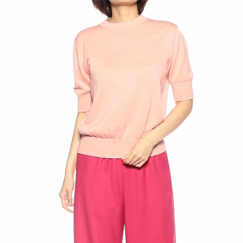 BARNEYS NEW YORK ウォッシャブル 海島綿ニットプルオーバー PINK