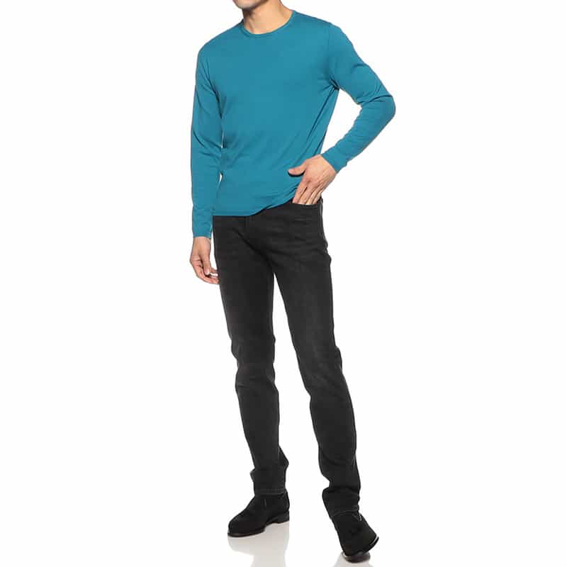 CRUCIANI クルーネックコットンニットプルオーバー BLUE