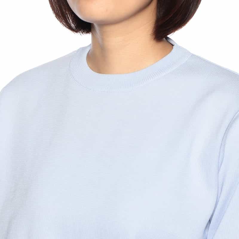BARNEYS NEW YORK ウォッシャブル ハーフスリーブクルーネックニットプルオーバー LIGHT BLUE