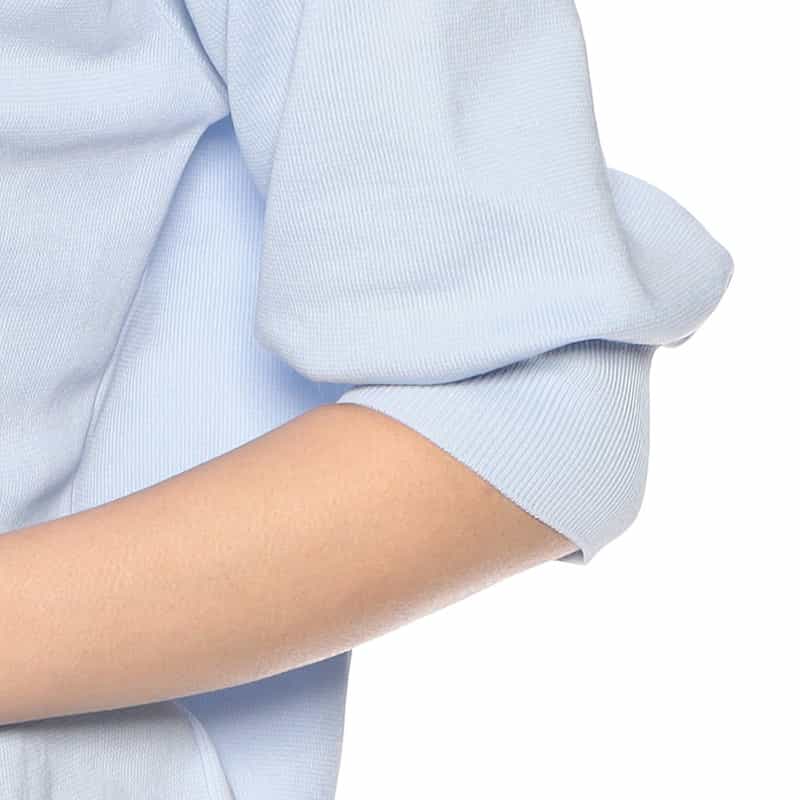 BARNEYS NEW YORK ウォッシャブル ハーフスリーブクルーネックニットプルオーバー LIGHT BLUE