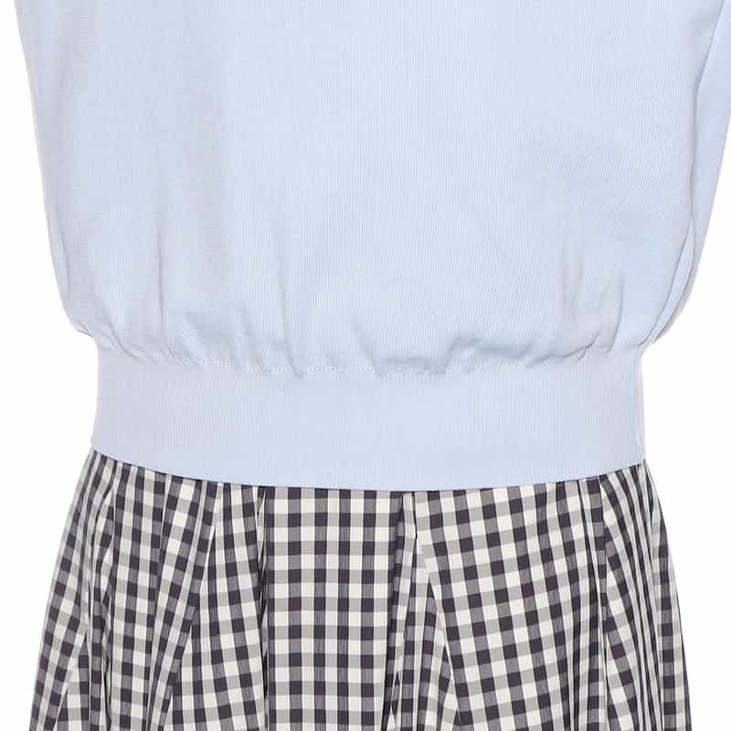 BARNEYS NEW YORK ウォッシャブル ハーフスリーブクルーネックニットプルオーバー LIGHT BLUE