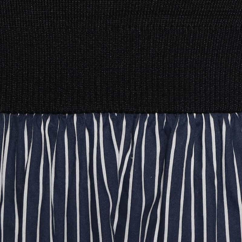 BARNEYS NEW YORK ウォッシャブル 異素材コンビネーションドレス BLACK