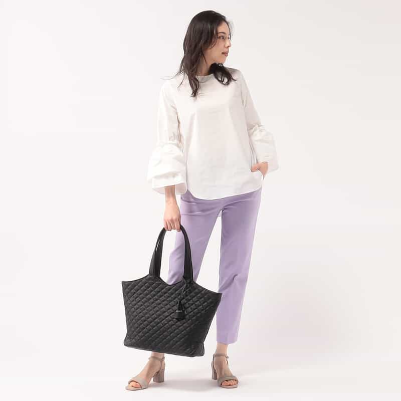 BARNEYS NEW YORK ウォッシャブル ボリュームスリーブブラウス WHITE