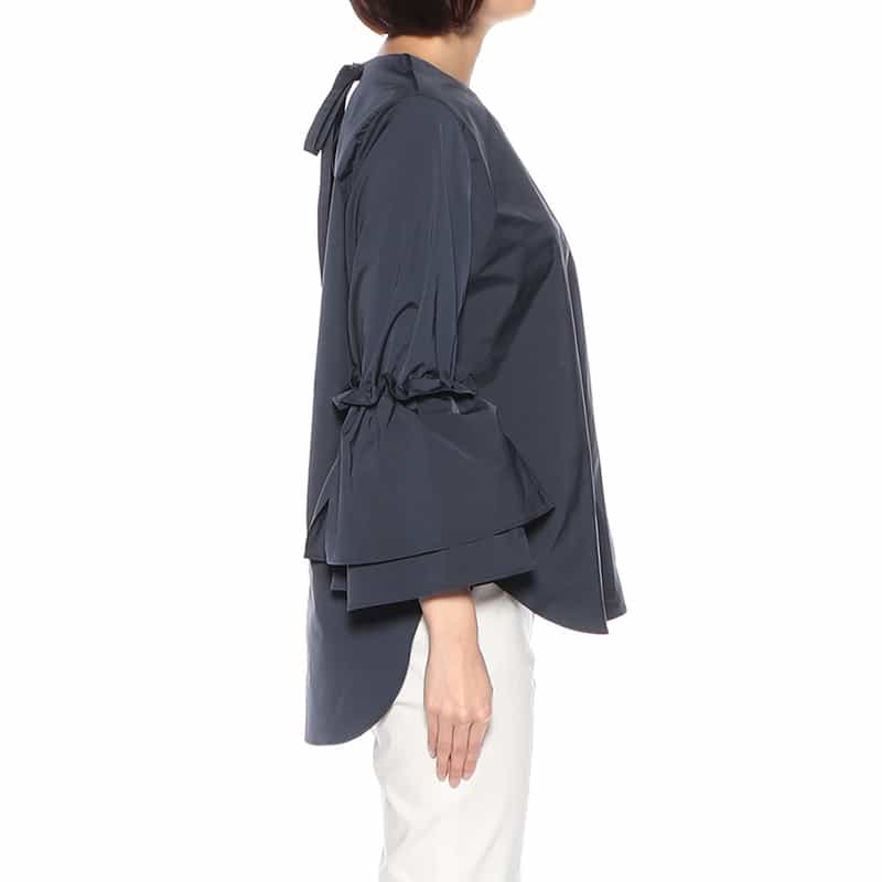 BARNEYS NEW YORK ウォッシャブル ボリュームスリーブブラウス NAVY