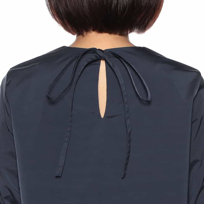 BARNEYS NEW YORK ウォッシャブル ボリュームスリーブブラウス NAVY