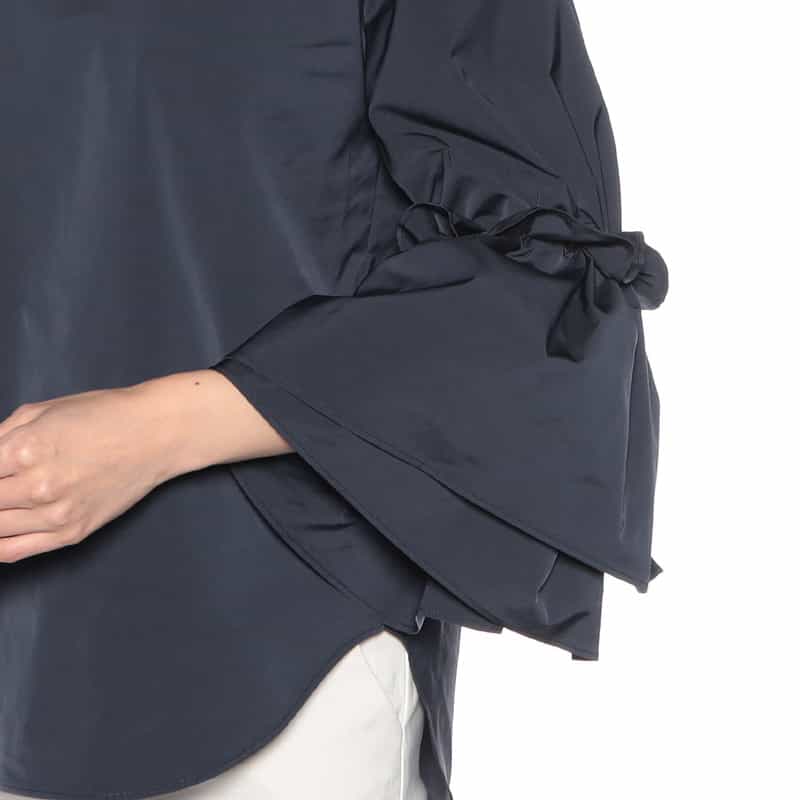 BARNEYS NEW YORK ウォッシャブル ボリュームスリーブブラウス NAVY