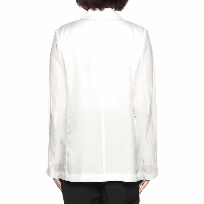 BARNEYS NEW YORK ウォッシャブル シアースリーブ テーラードジャケット WHITE