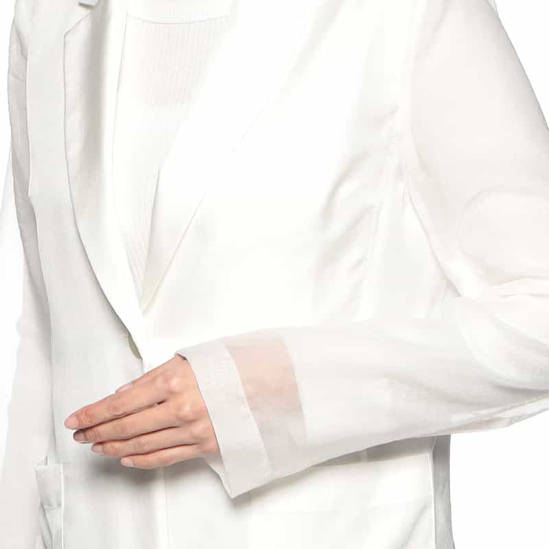 BARNEYS NEW YORK ウォッシャブル シアースリーブ テーラードジャケット WHITE