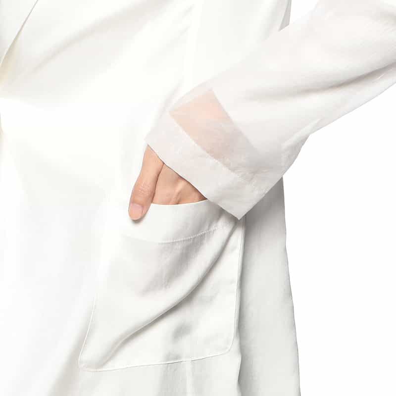 BARNEYS NEW YORK ウォッシャブル シアースリーブ テーラードジャケット WHITE