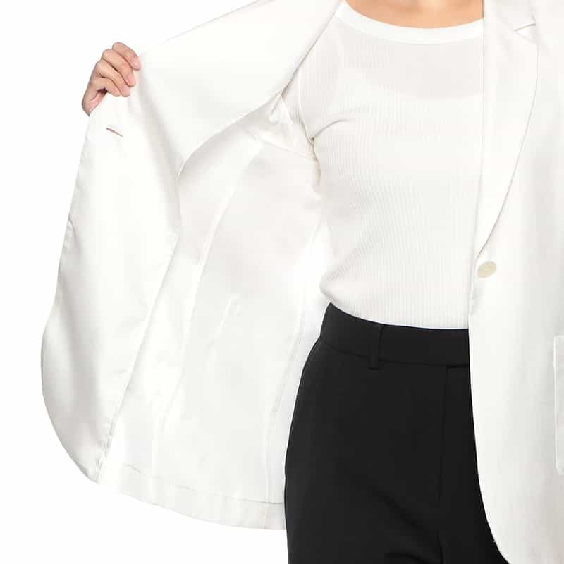 BARNEYS NEW YORK ウォッシャブル シアースリーブ テーラードジャケット WHITE