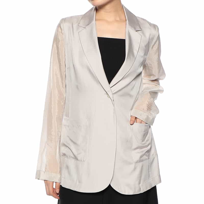 BARNEYS NEW YORK ウォッシャブル シアースリーブ テーラードジャケット BEIGE