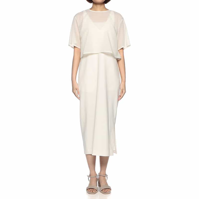 BARNEYS NEW YORK ウォッシャブル 3WAY コンビネーションドレス WHITE