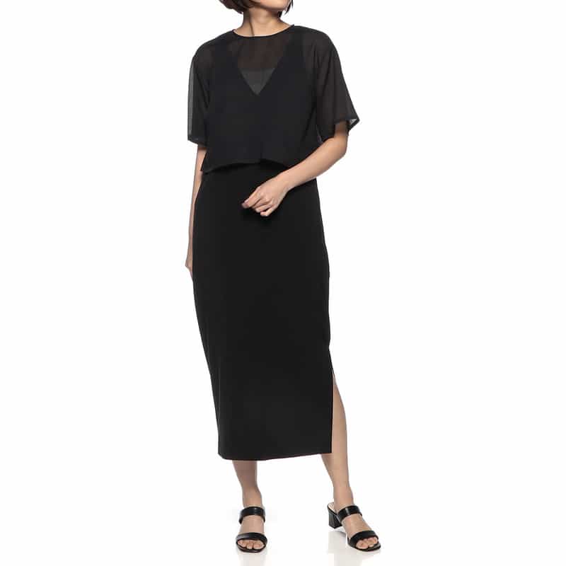 BARNEYS NEW YORK ウォッシャブル 3WAY コンビネーションドレス BLACK