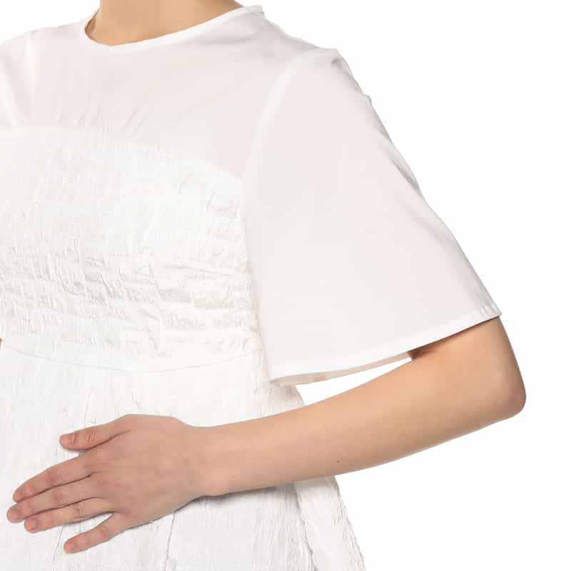 BARNEYS NEW YORK ウォッシャブル レイヤードブラウス WHITE