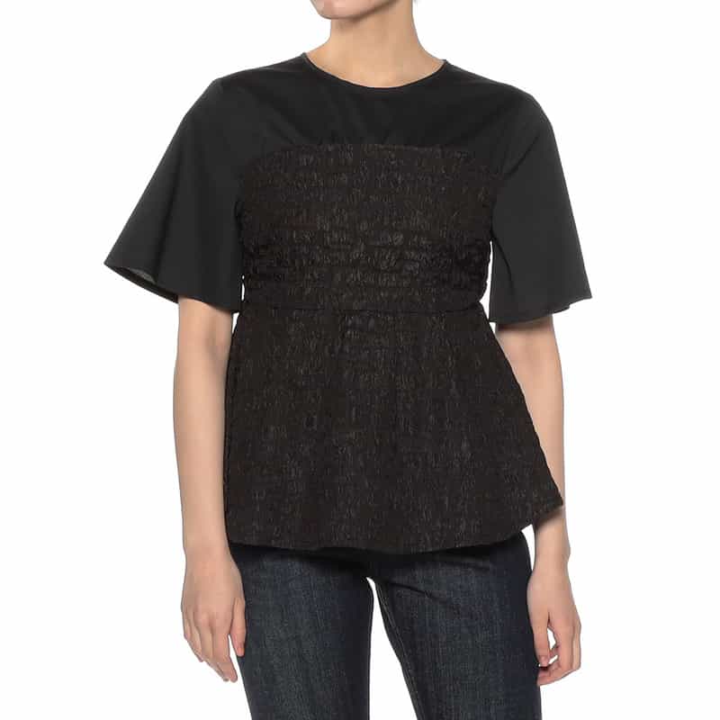 BARNEYS NEW YORK ウォッシャブル レイヤードブラウス BLACK