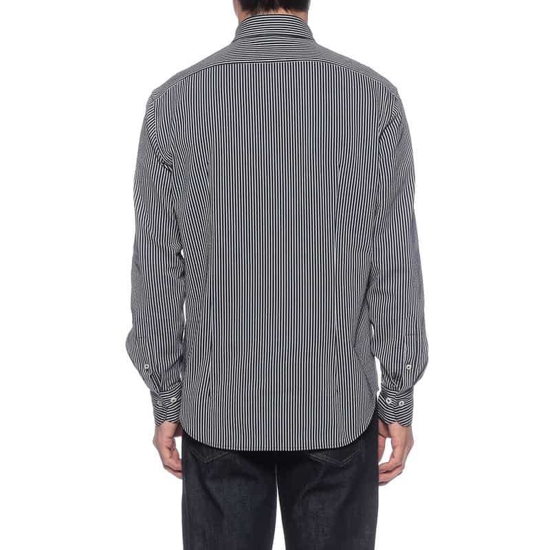 BARNEYS NEW YORK ストライプ柄ジャージーシャツ NAVY