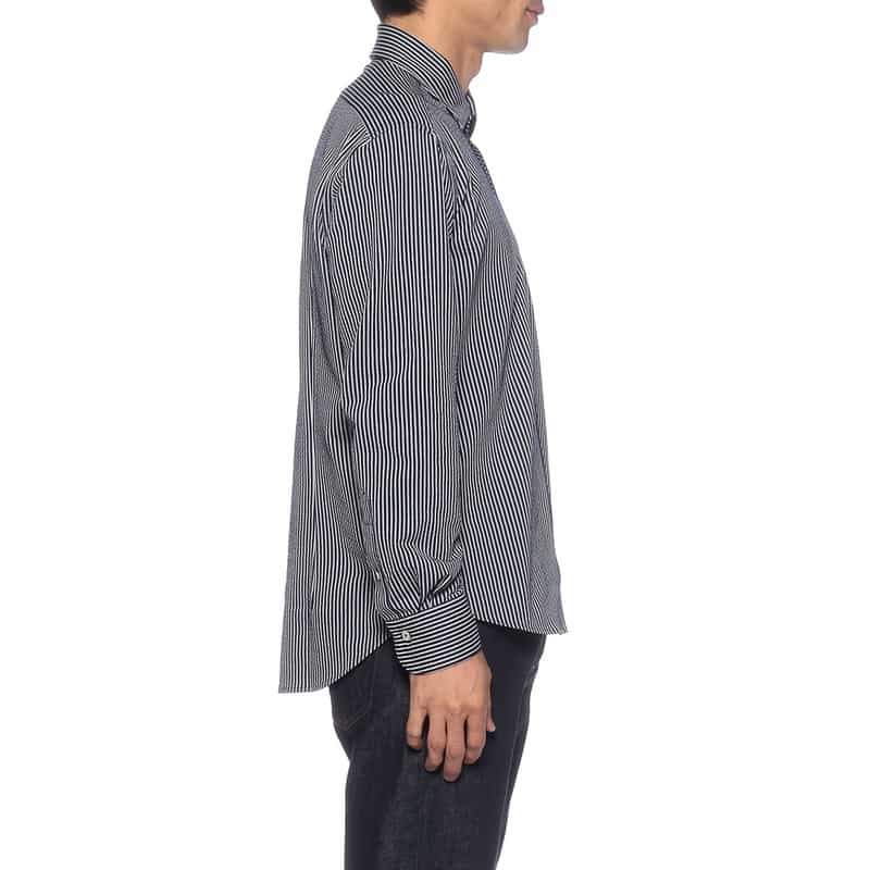 BARNEYS NEW YORK ストライプ柄ジャージーシャツ NAVY