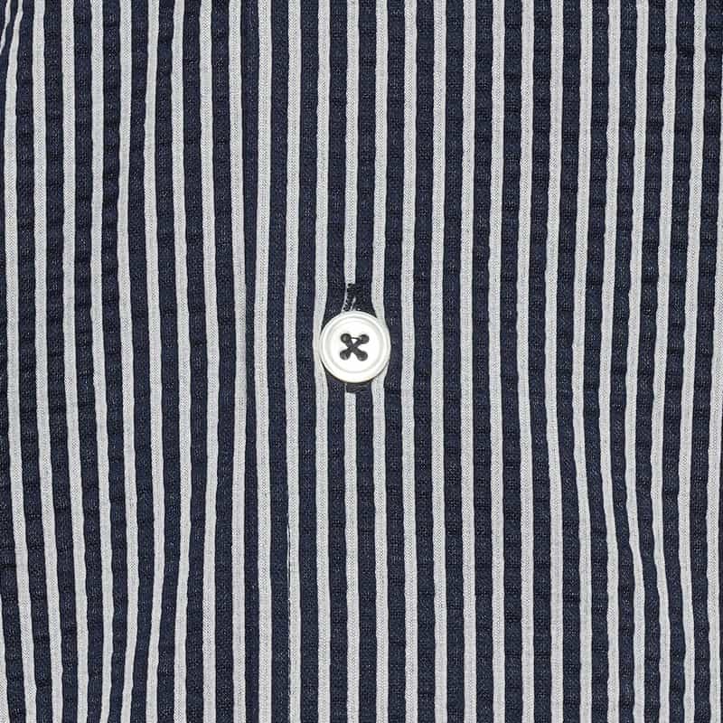 BARNEYS NEW YORK ストライプ柄ジャージーシャツ NAVY