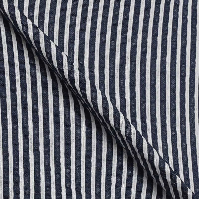 BARNEYS NEW YORK ストライプ柄ジャージーシャツ NAVY