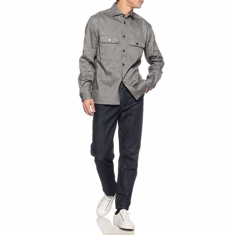 BARNEYS NEW YORK リネンコットンシャツ DARK GRAY