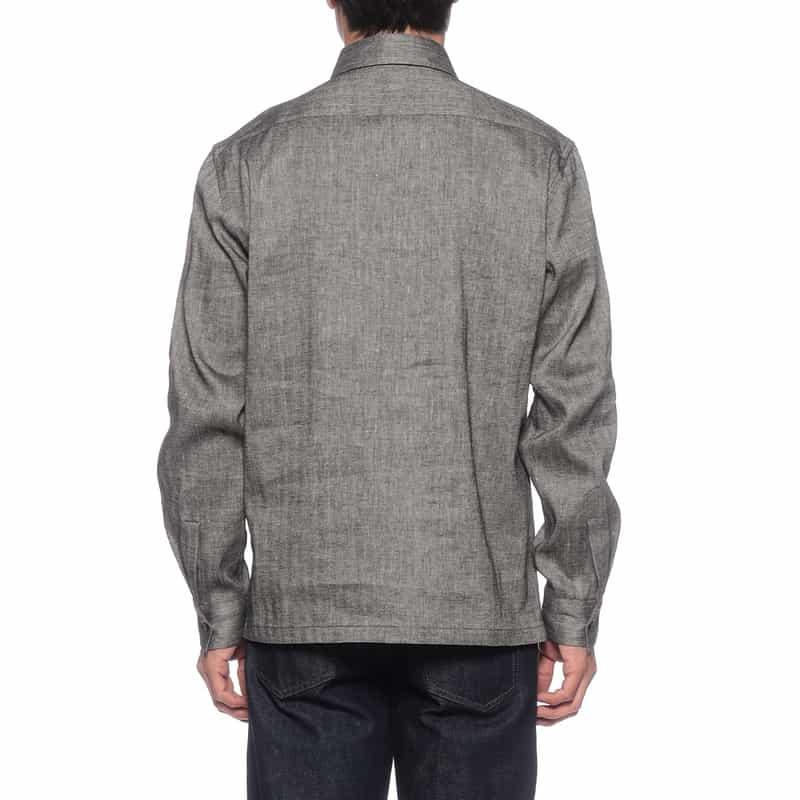 BARNEYS NEW YORK リネンコットンシャツ DARK GRAY