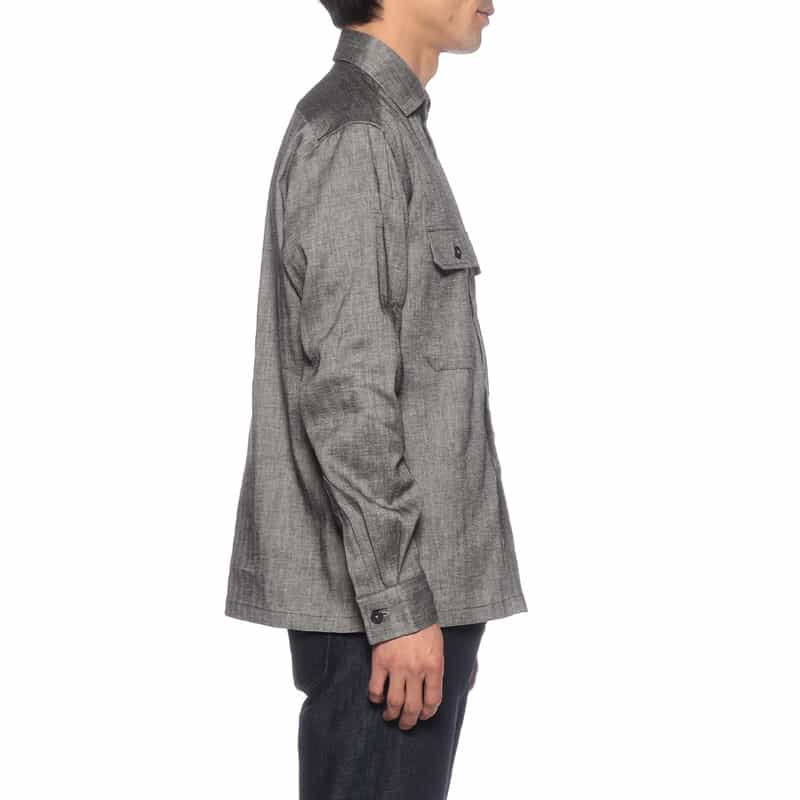 BARNEYS NEW YORK リネンコットンシャツ DARK GRAY