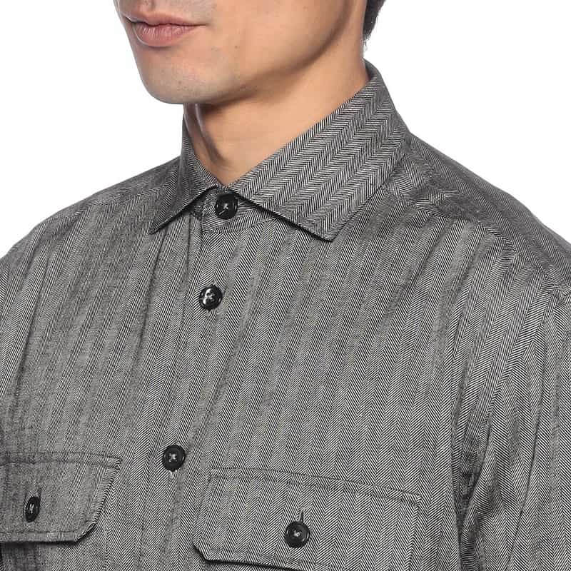 BARNEYS NEW YORK リネンコットンシャツ DARK GRAY