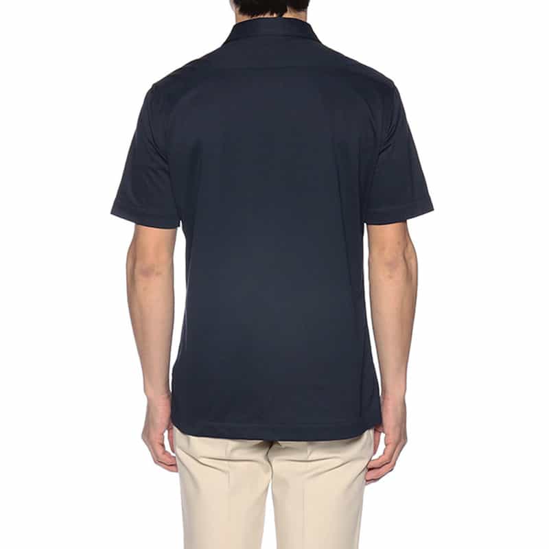 BARNEYS NEW YORK クールマックス素材ジャージーオープンカラーシャツ NAVY