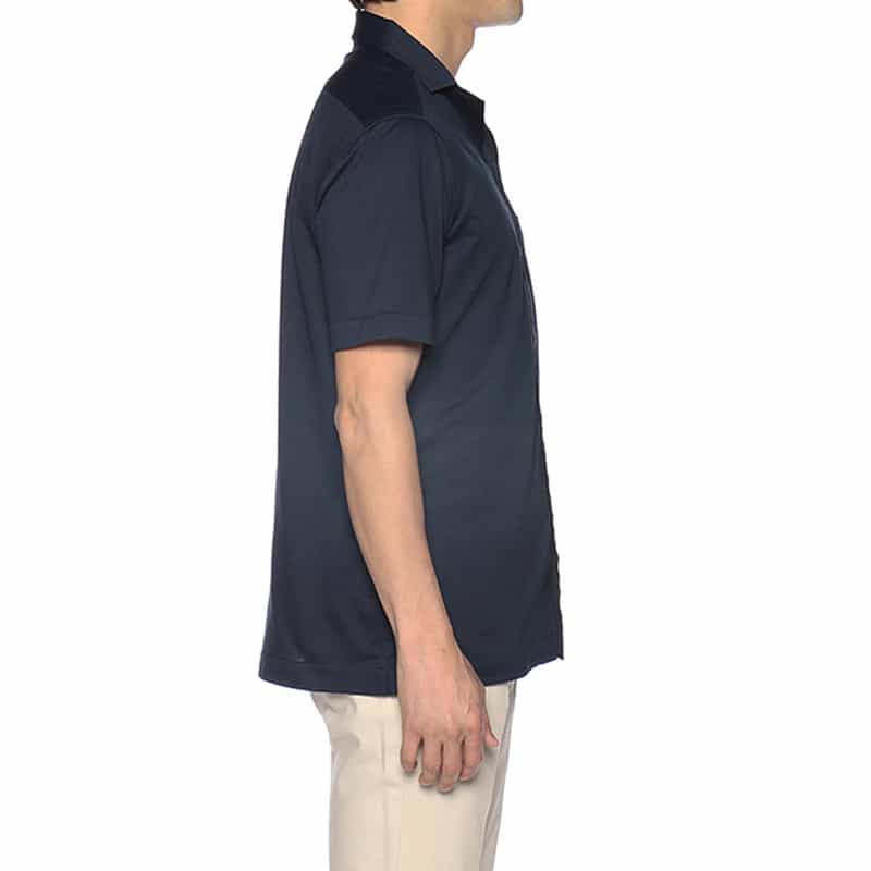 BARNEYS NEW YORK クールマックス素材ジャージーオープンカラーシャツ NAVY